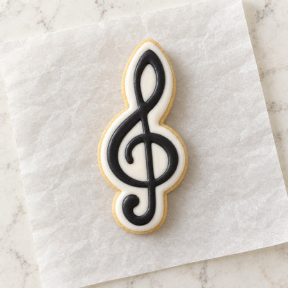 Treble Clef Cookie Cutter (decorated cookie mockup)