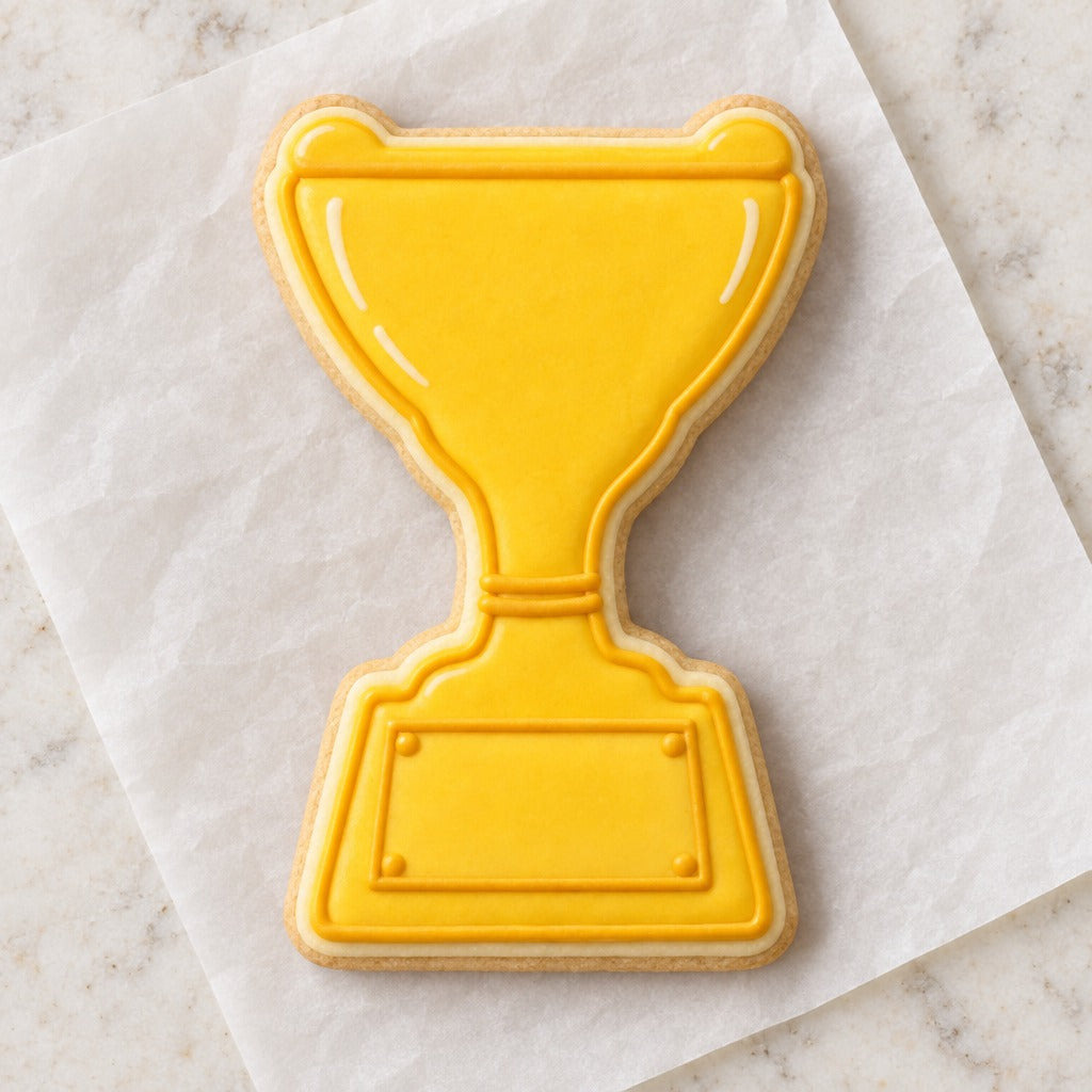 Trophy Outline Cookie Cutter (decorated cookie mockup)