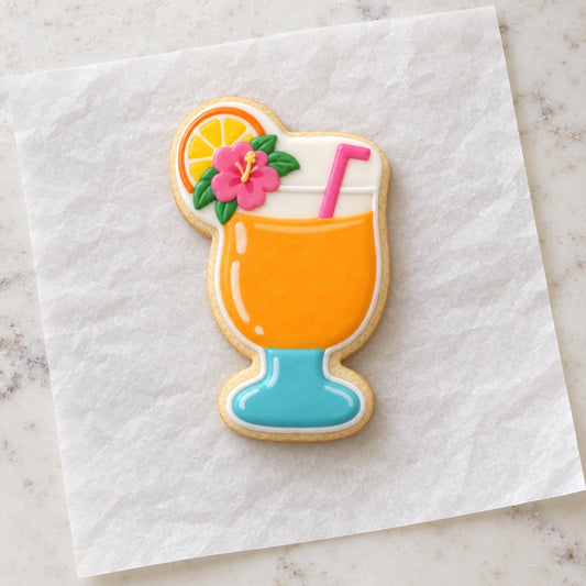 Tropical Drink Outline Cookie Cutter (decorated cookie mockup)