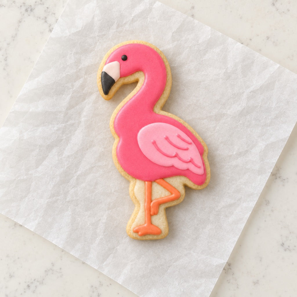 Tropical Flamingo Cookie Cutter (decorated cookie mockup)
