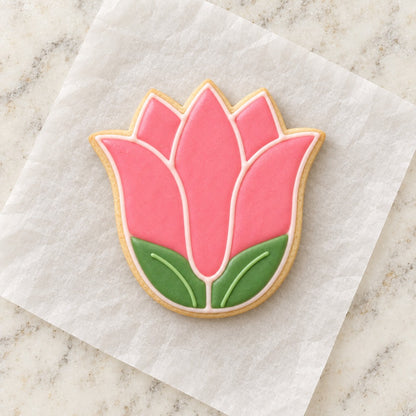 Tulip Cookie Cutter (decorated cookie mockup)