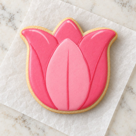 Tulip Flower Cookie Cutter (decorated cookie mockup)
