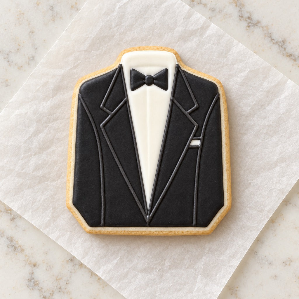 Tuxedo Cookie Cutter (decorated cookie mockup)