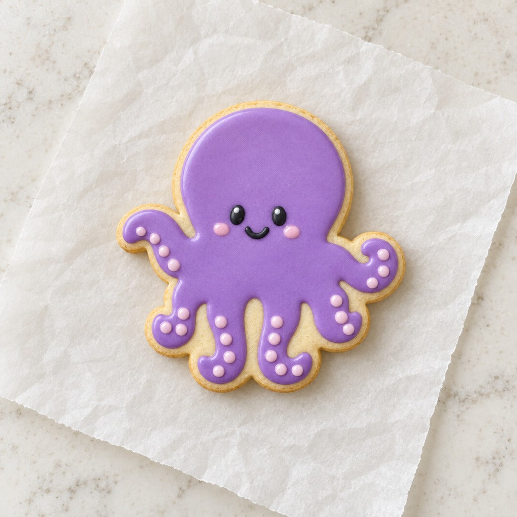 Under the Sea Octopus Cookie Cutter (decorated cookie mockup)