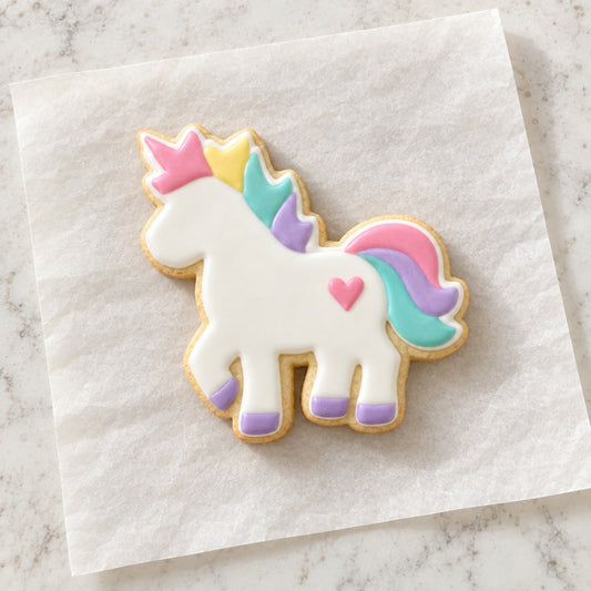 Unicorn Body Outline Cookie Cutter (decorated cookie mockup)