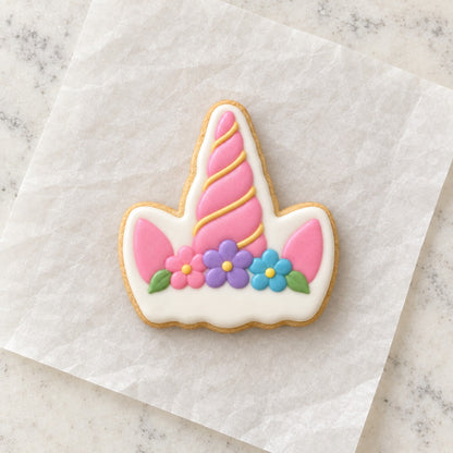 Unicorn Ears Cookie Cutter (decorated cookie mockup)