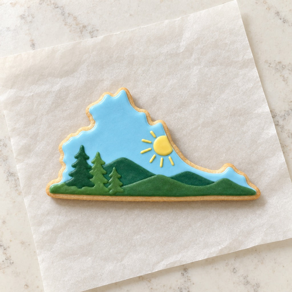 Virginia State Cookie Cutter (decorated cookie mockup)
