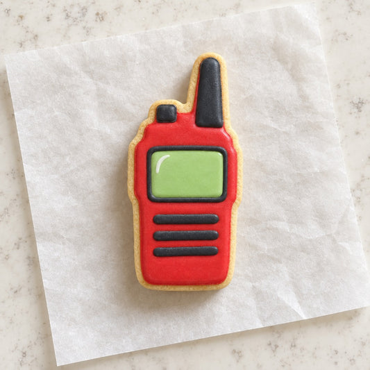 Walkie Talkie Cookie Cutter (decorated cookie mockup)