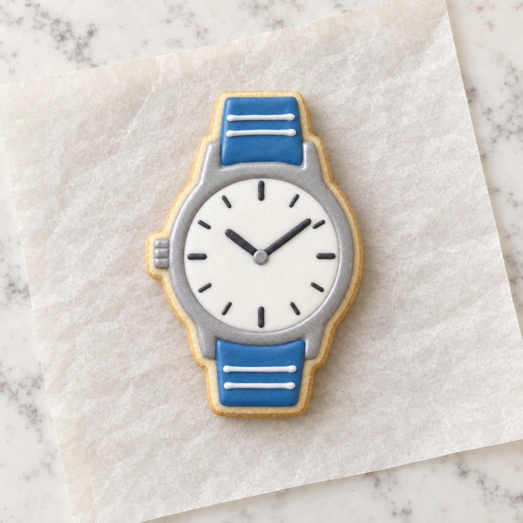 Watch Outline Cookie Cutter (decorated cookie mockup)