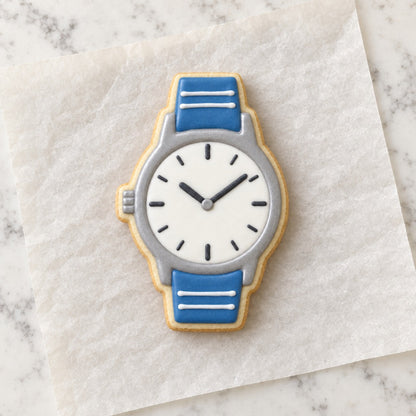 Watch Outline Cookie Cutter (decorated cookie mockup)