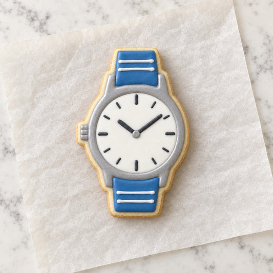 Watch Outline Cookie Cutter (decorated cookie mockup)