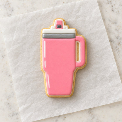 Water Tumbler Cookie Cutter (decorated cookie mockup)
