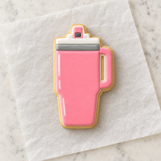 Water Tumbler Cookie Cutter (decorated cookie mockup)