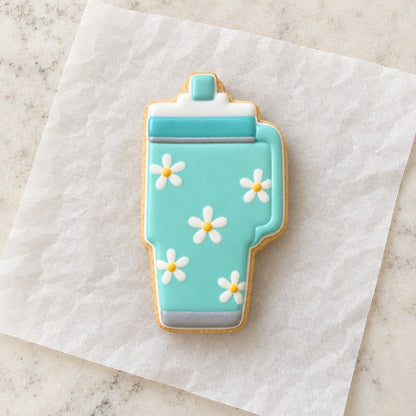 Water Tumbler Outline Cookie Cutter (decorated cookie mockup)