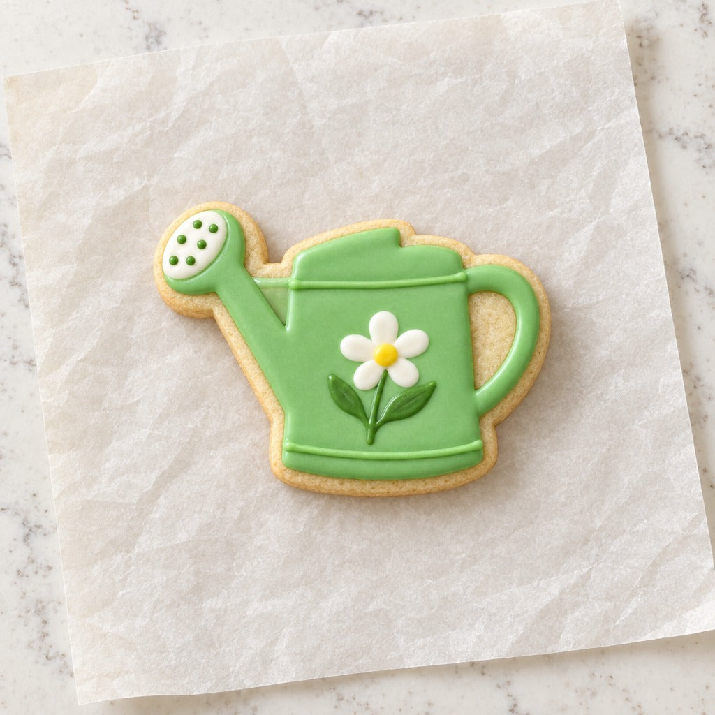 Watering Can Cookie Cutter (decorated cookie mockup)