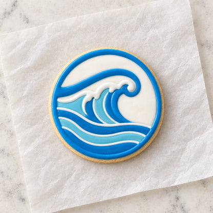 Wave Circle Cookie Cutter (decorated cookie mockup)