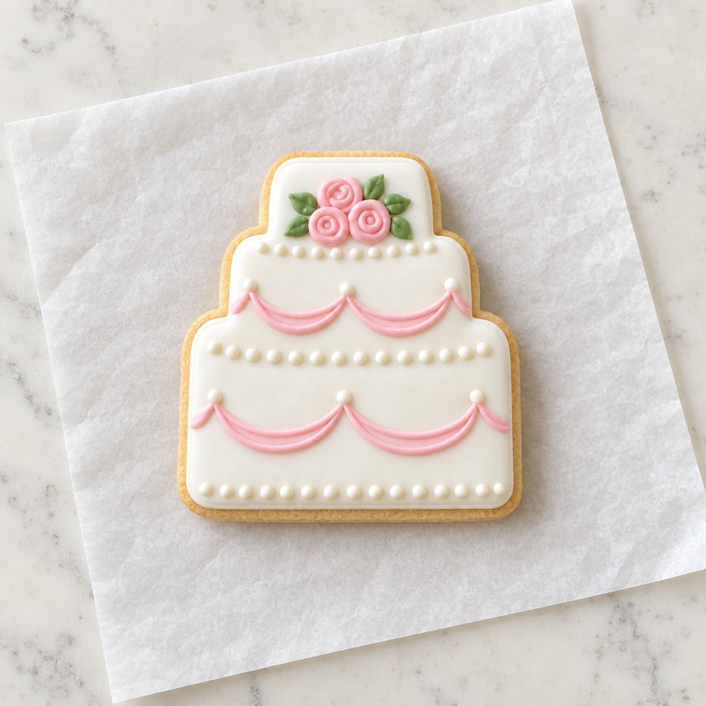 Wedding Cake Cookie Cutter (decorated cookie mockup)