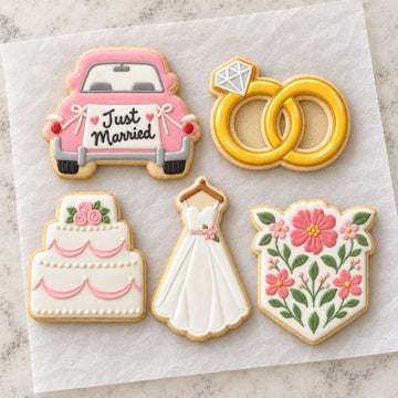 Wedding Outline Cookie Cutter Set (decorated cookie mockup)