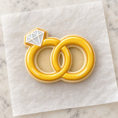 Wedding Rings Cookie Cutter (decorated cookie mockup)