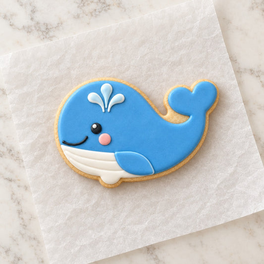 Whale Cookie Cutter (decorated cookie mockup)