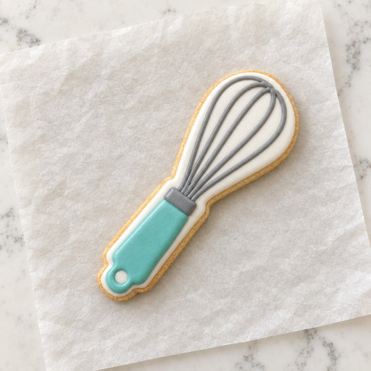Whisk Outline Cookie Cutter (decorated cookie mockup)