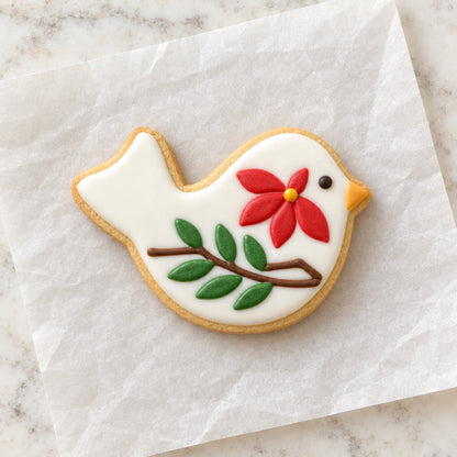 Winter Bird Cookie Cutter (decorated cookie mockup)