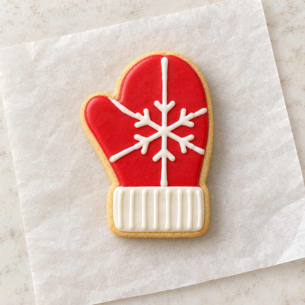 Winter Mitten Cookie Cutter (decorated cookie mockup)