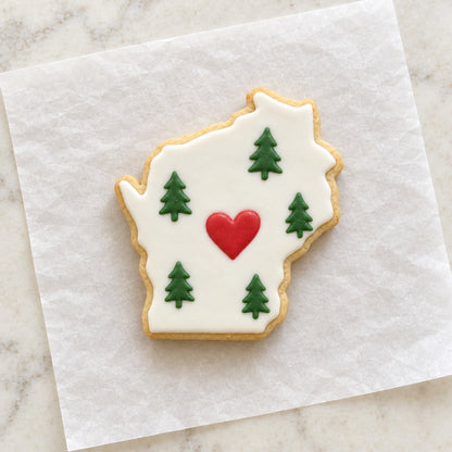 Wisconsin State Cookie Cutter (decorated cookie mockup)