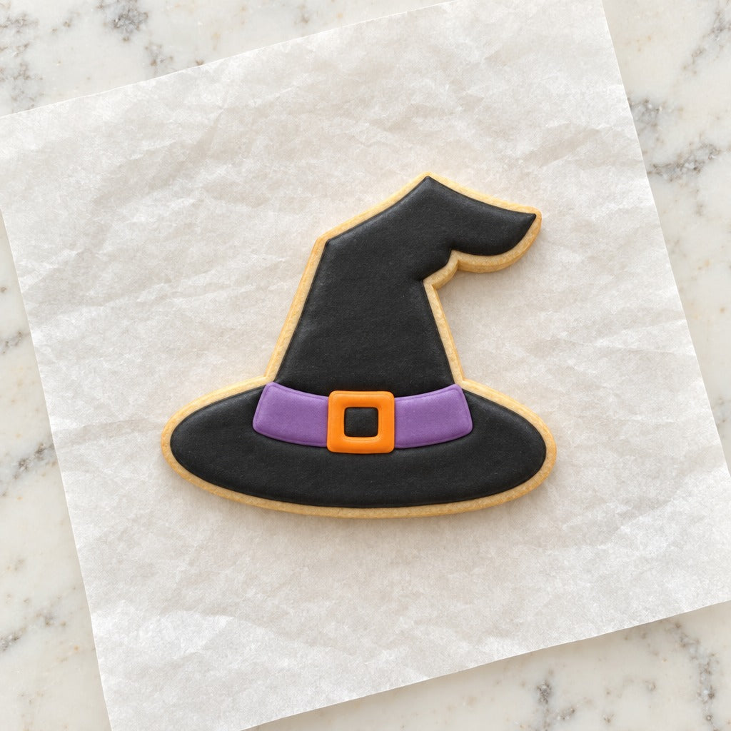 Witches Hat Outline Cookie Cutter (decorated cookie mockup)