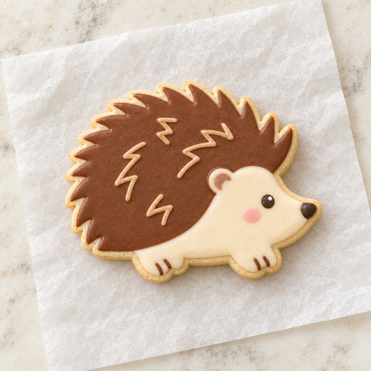 Woodland Hedgehog Cookie Cutter (decorated cookie mockup)