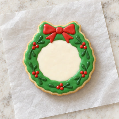 Wreath Top Bow Cookie Cutter (decorated cookie mockup)