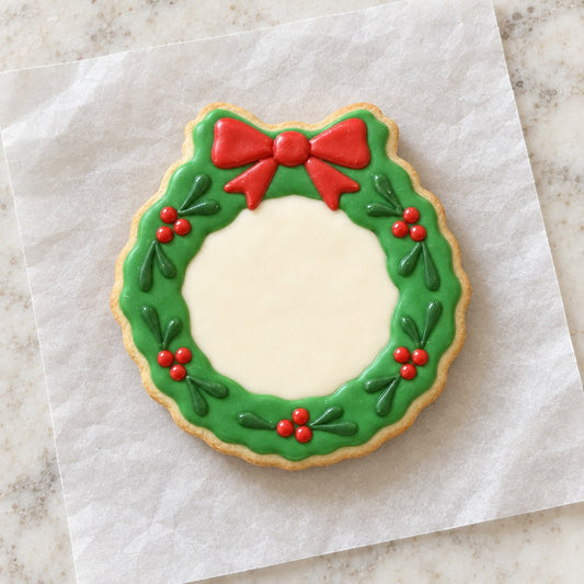 Wreath Top Bow Cookie Cutter (decorated cookie mockup)