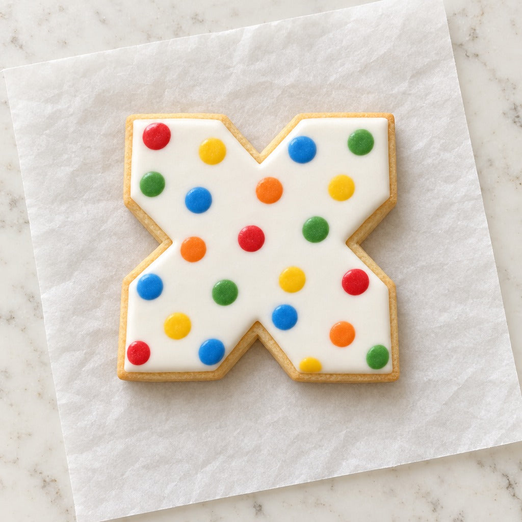 X Shape Outline Cookie Cutter (decorated cookie mockup)
