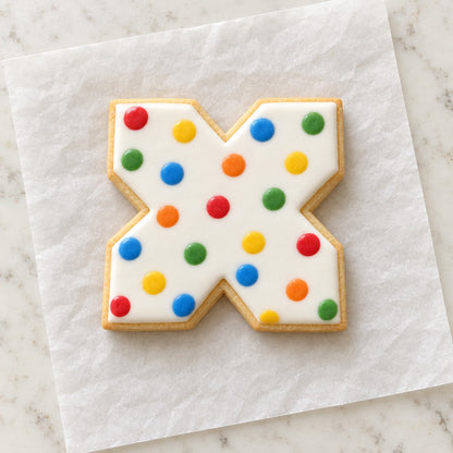 X Shape Outline Cookie Cutter (decorated cookie mockup)